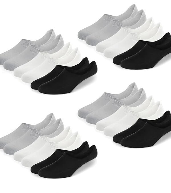 Fitness Mantra 12-Pair No Show Socks – Cotton Anti-Slip Socks