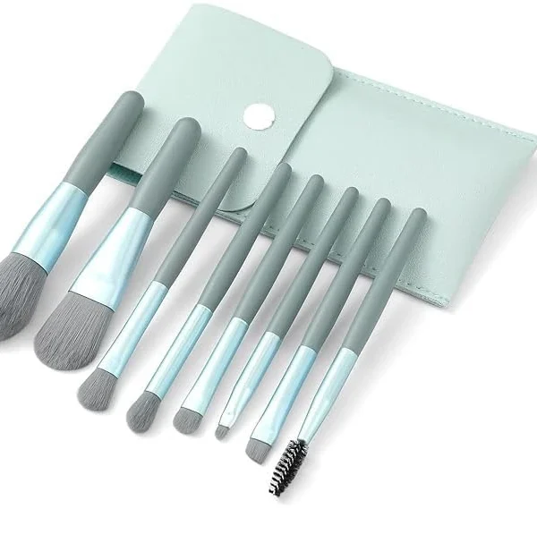 8-Piece Professional Makeup Brush Set – Synthetic Hair Travel Brushes