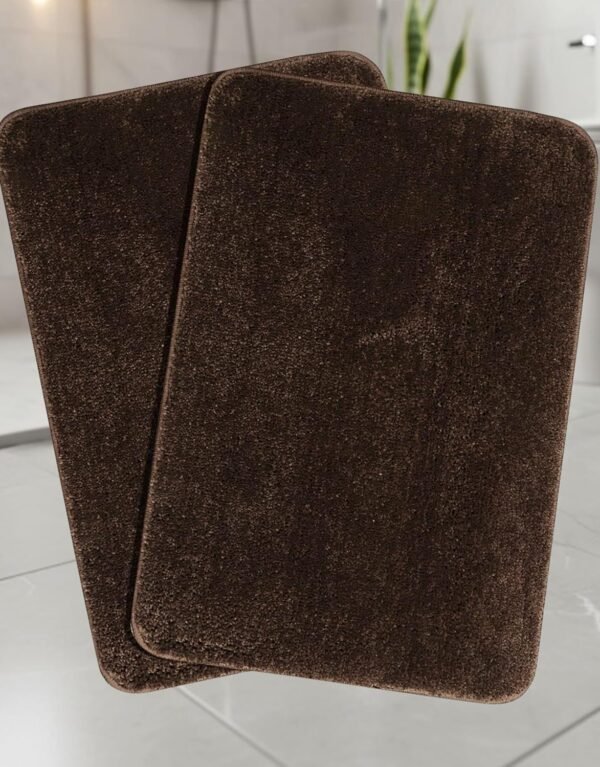SARAL HOME EASY LIVING Microfiber Solid Anti-Skid Bath Rectangular Mats |Set of 2
